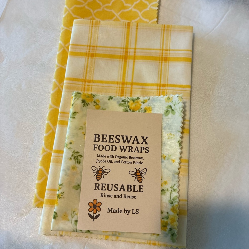 Hand Crafted Yellow and White Beeswax Food Wraps